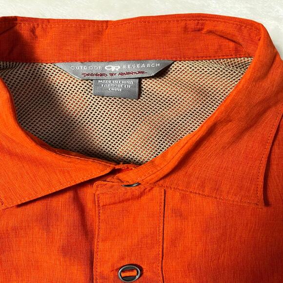 Outdoor Research Performance Button Up Shirt Men's M Orange Nylon Vents UPF50 - Picture 3 of 12